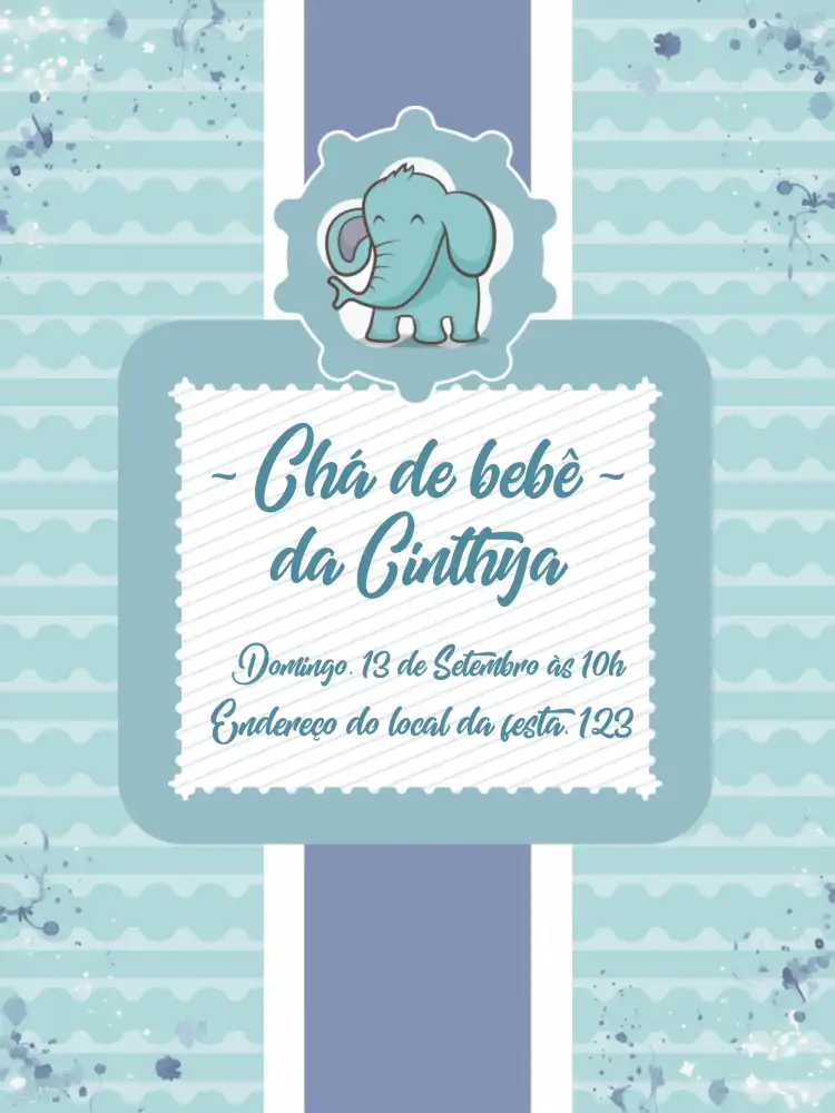 Chá De Bebê Elefante Azul Neném