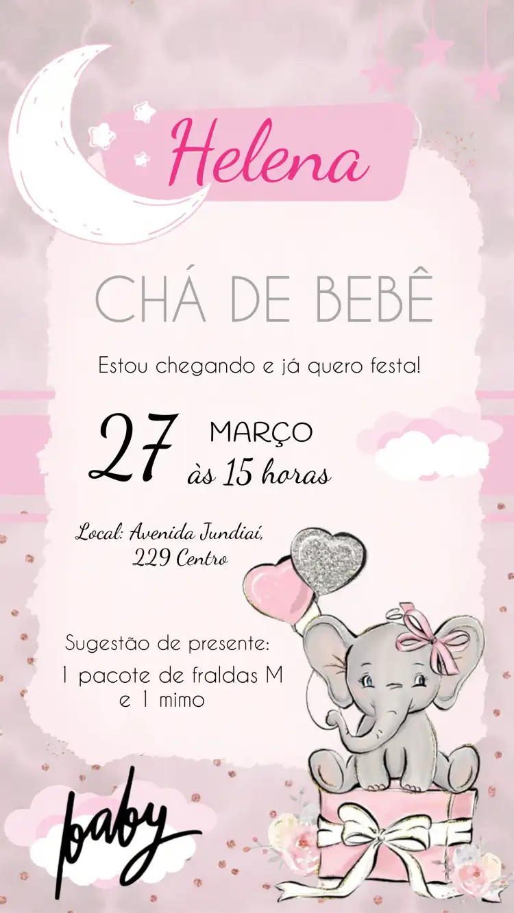 Chá De Bebê Elefantinha Delicado