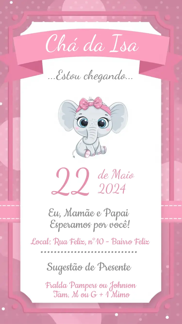 Chá De Bebê Elefantinha Delicado