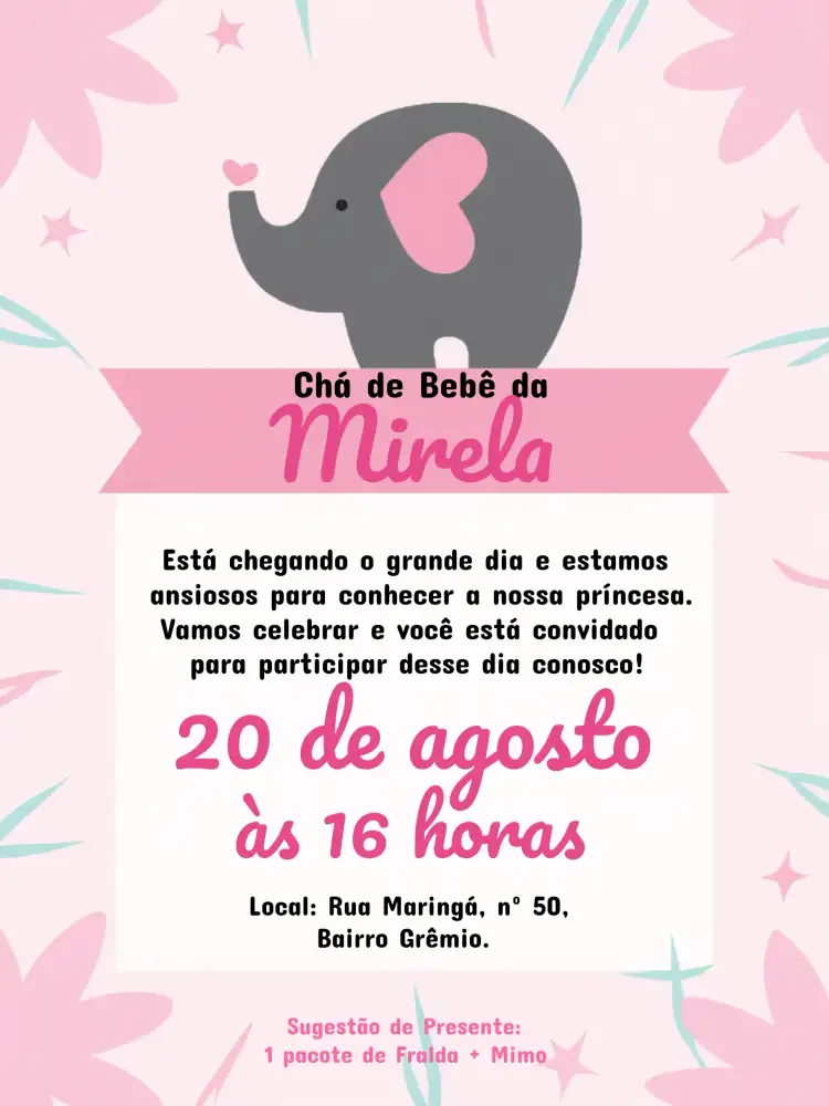 Chá De Bebê Elefantinha Elefante