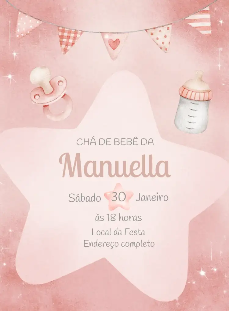 Chá De Bebê Estrela Aquarela Fraldas