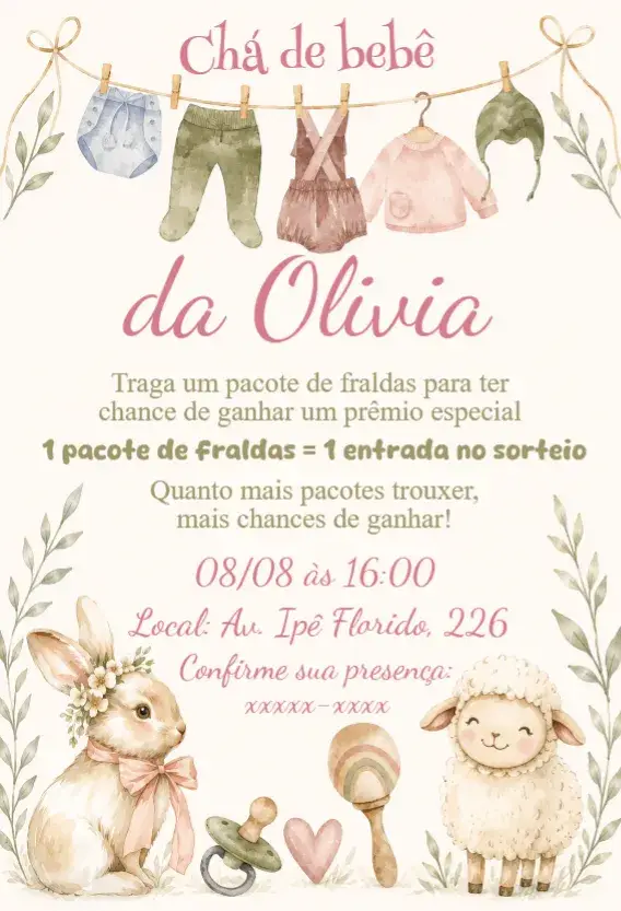 Floral Bunny Baby Shower invitation