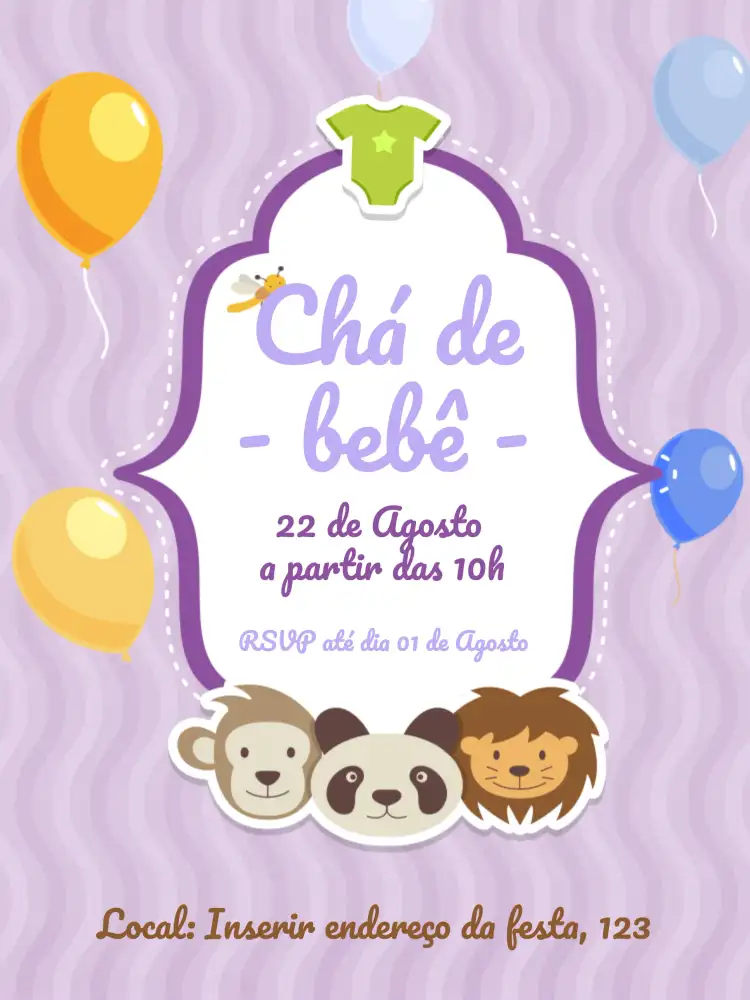 Chá De Bebê Lilás - Safari Fraldas