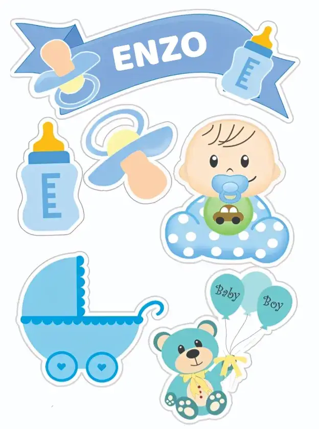 Convite Chá de Bebê Menino – tema Topo de bolo azul claro, nuvens, estrelinhas, ilustrações infantis, moderno, divertido