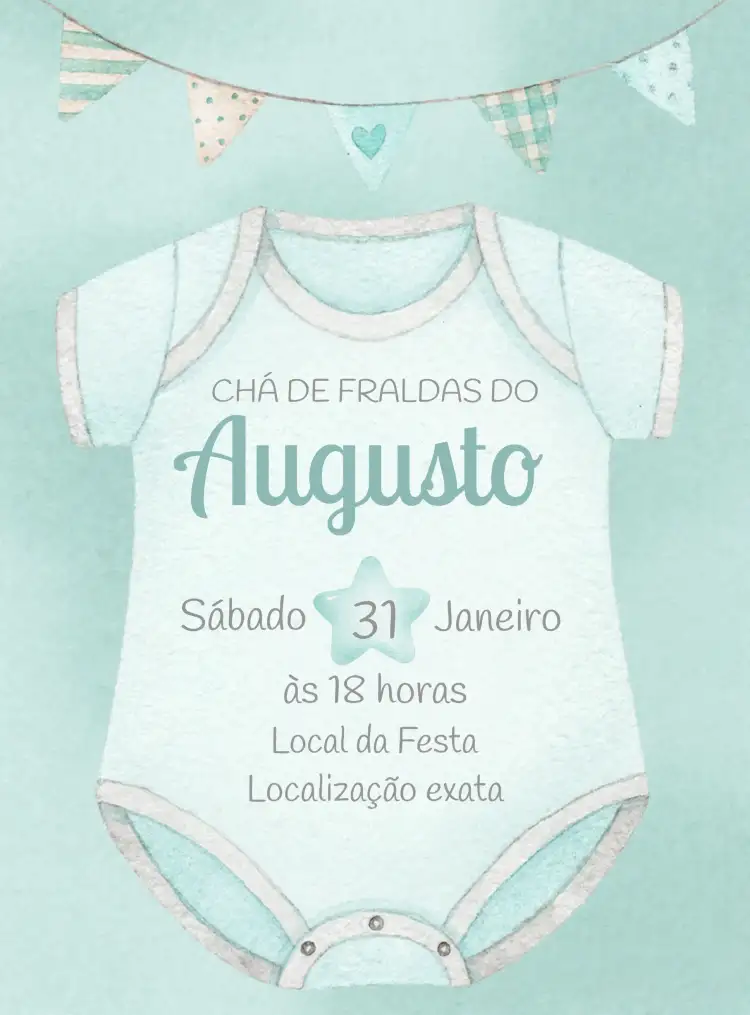 Chá De Bebê Roupinha Aquarela Neném