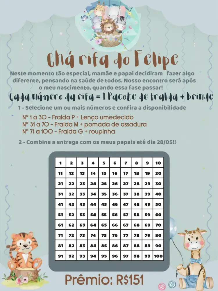 Convite Chá De Bebê Safari Fraldas