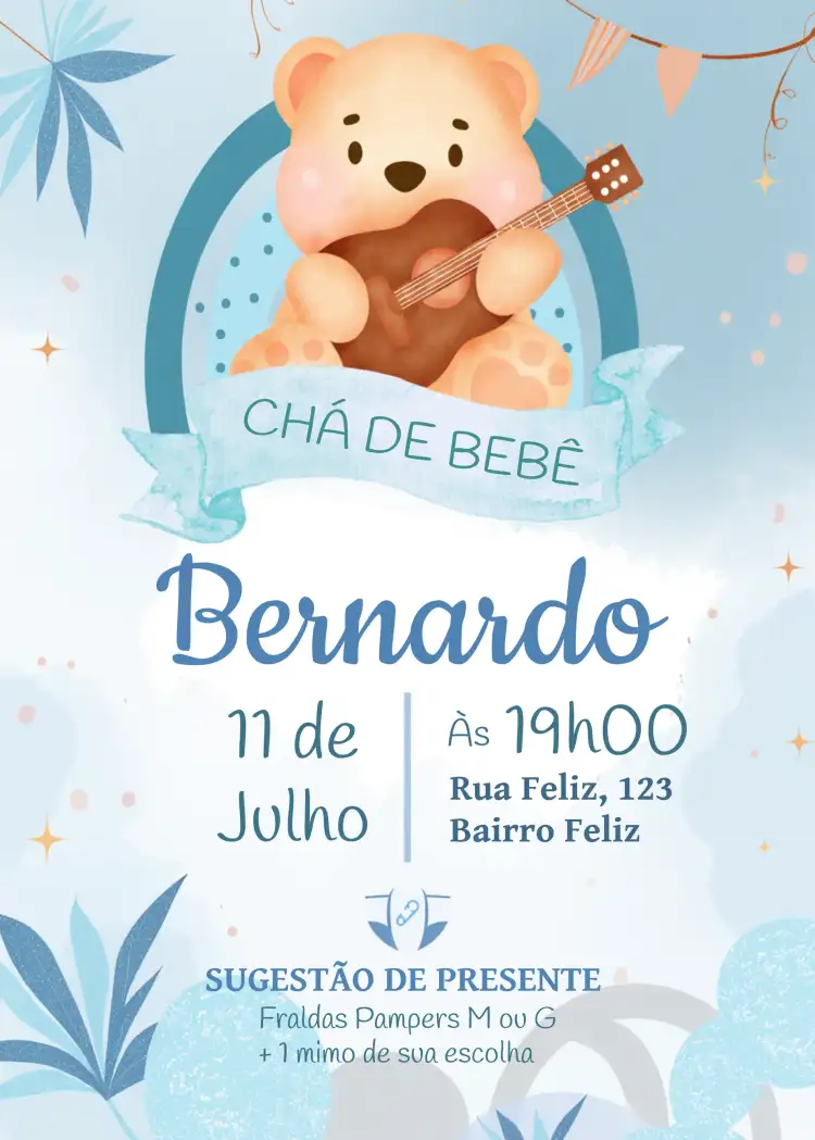 Chá De Bebê Ursinho Aquarela Fraldas