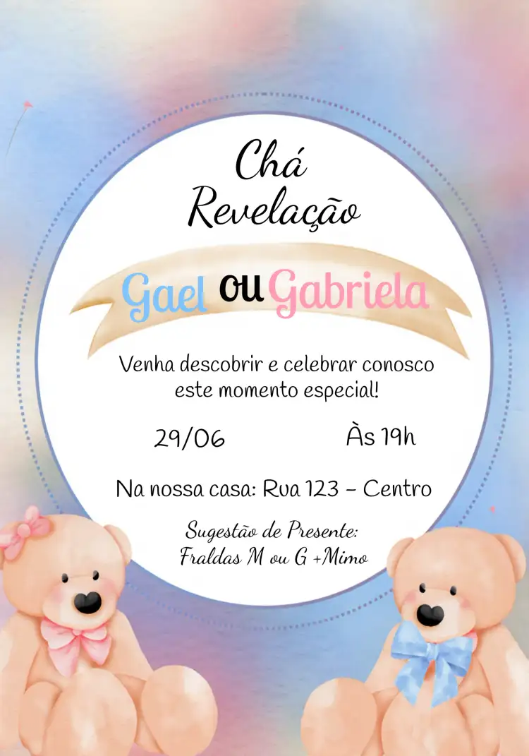 Chá De Bebê Ursinhos Revelação