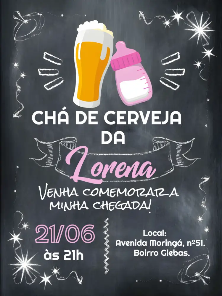 Convite Chá De Beber Quadro Negro Fraldas