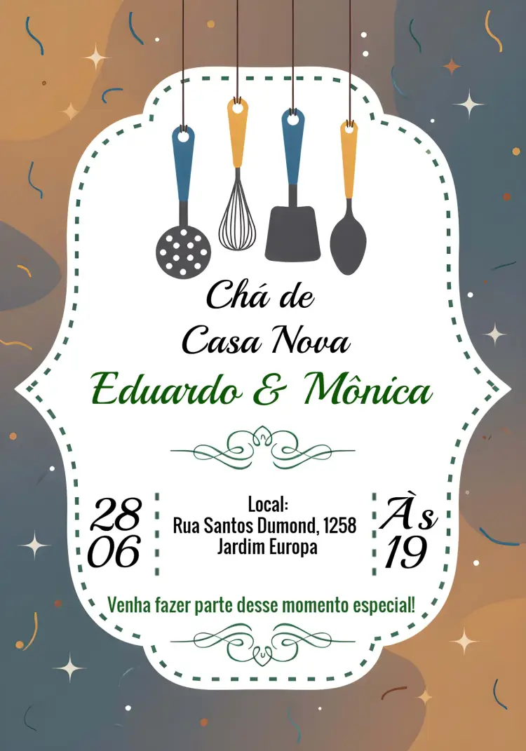Convite Chá De Casa Nova Azul