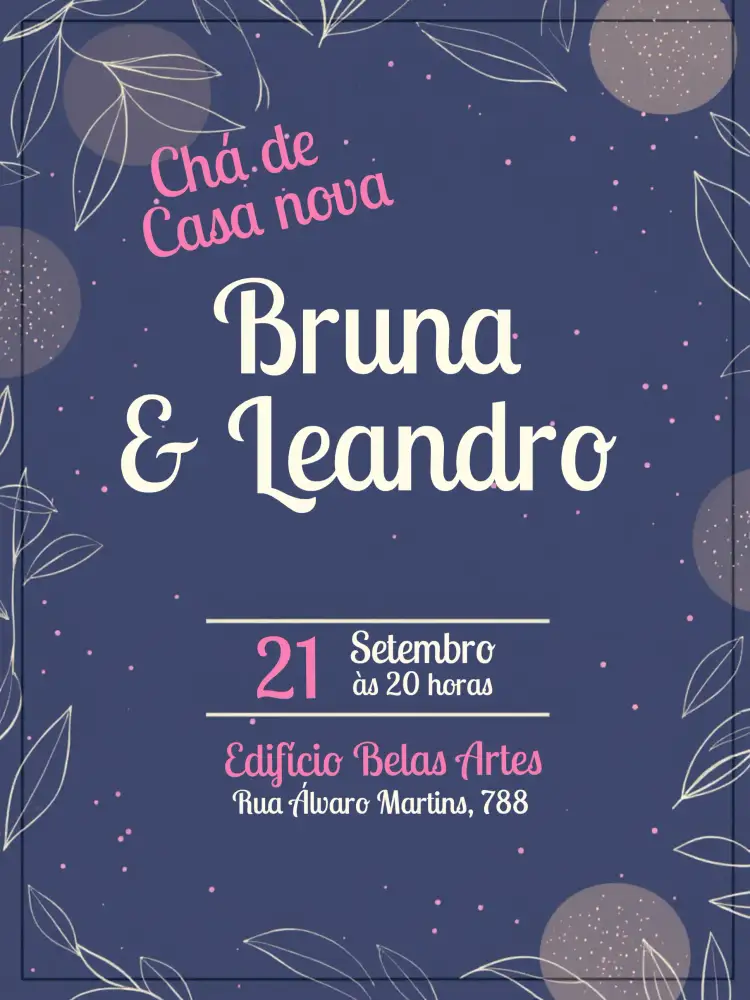 Convite Chá De Casa Nova Branco – tema Chá de Panela branco, azul, rosa, elegante, moderno, floral