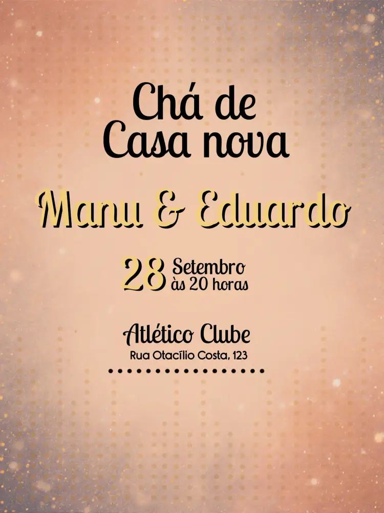 Convite Chá De Casa Nova Noiva – tema Chá de Panela dourado, branco, elegante, minimalista, moderno