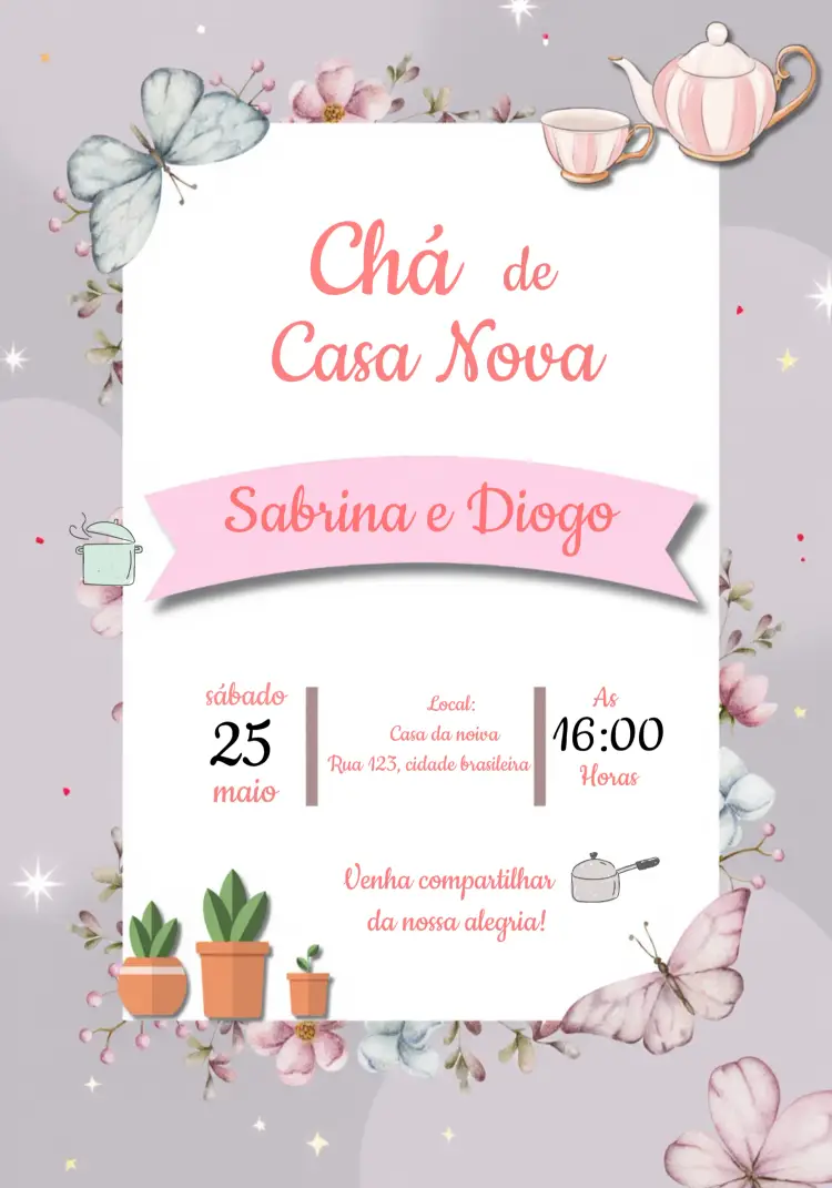 Convite Chá De Casa Nova Panela