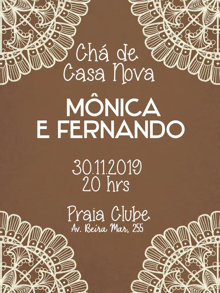 Convite Chá De Casa Nova Renda