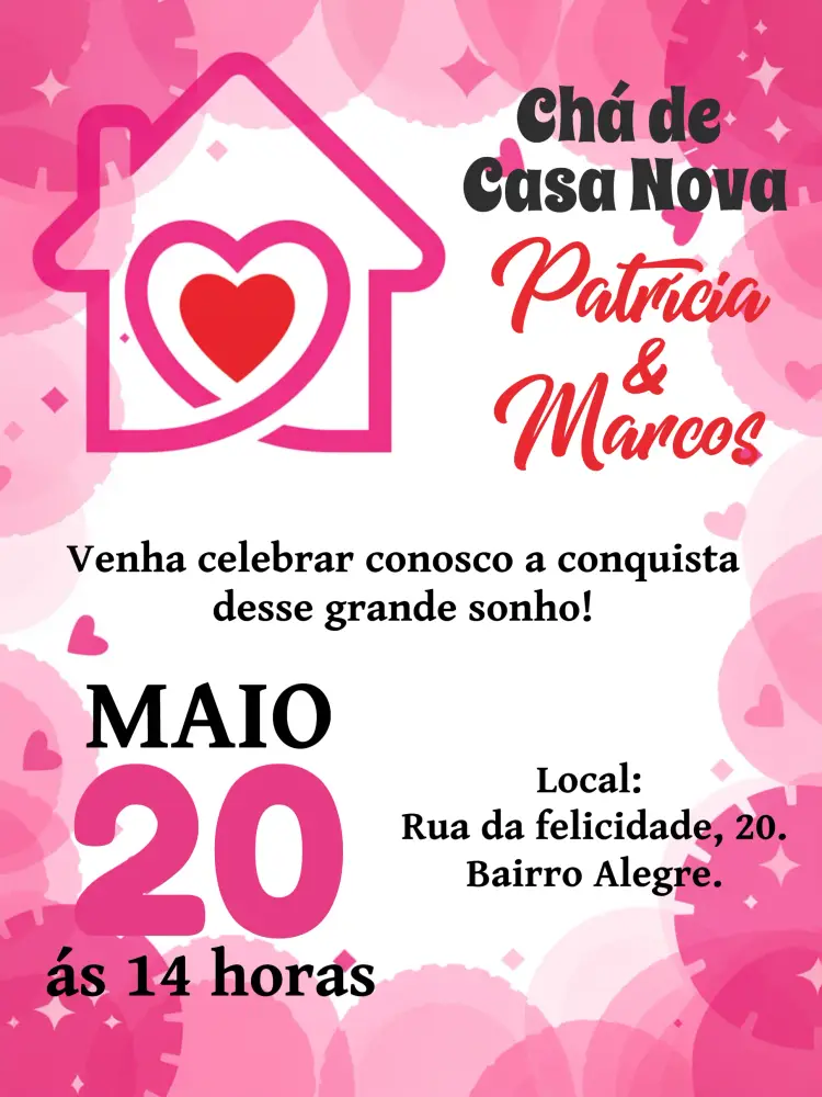 Convite Chá De Casa Nova Rosa