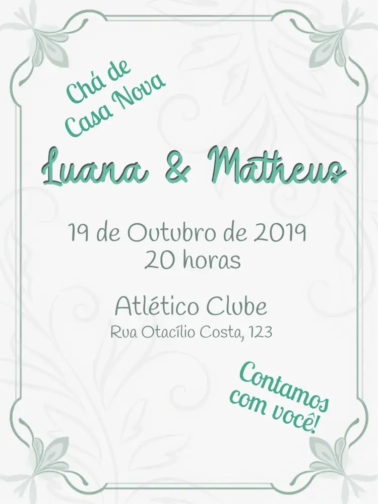 Convite Chá De Casa Nova Verde – tema Chá de Panela verde, folhagens, moderno, elegante, natural, minimalista