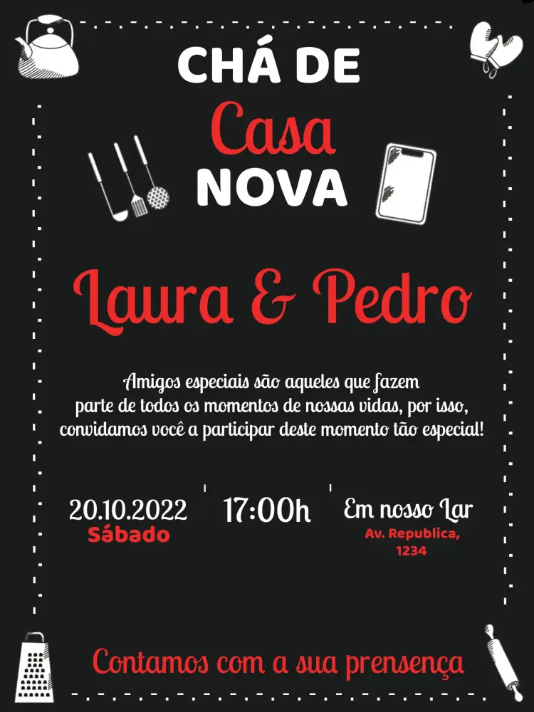Convite Chá De Cozinha Casal Branco