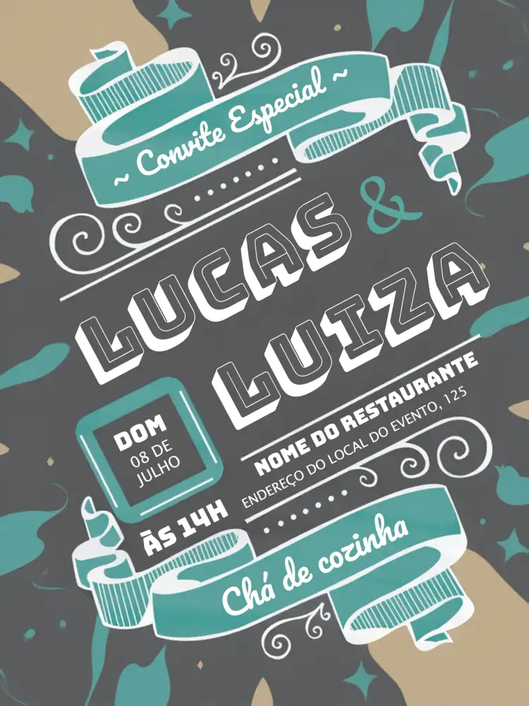 Convite Chá De Cozinha - Chalkboard Preto E Verde Presentes – tema Chá de Panela chalkboard, preto, verde, moderno, rústico, elegante