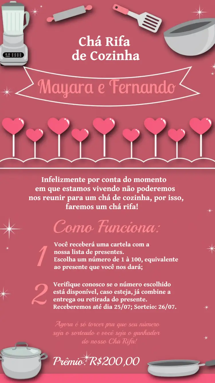 Convite Chá De Cozinha Corações Branco – tema Chá de Panela floral, romântico, minimalista, moderno, branco e prata, delicado