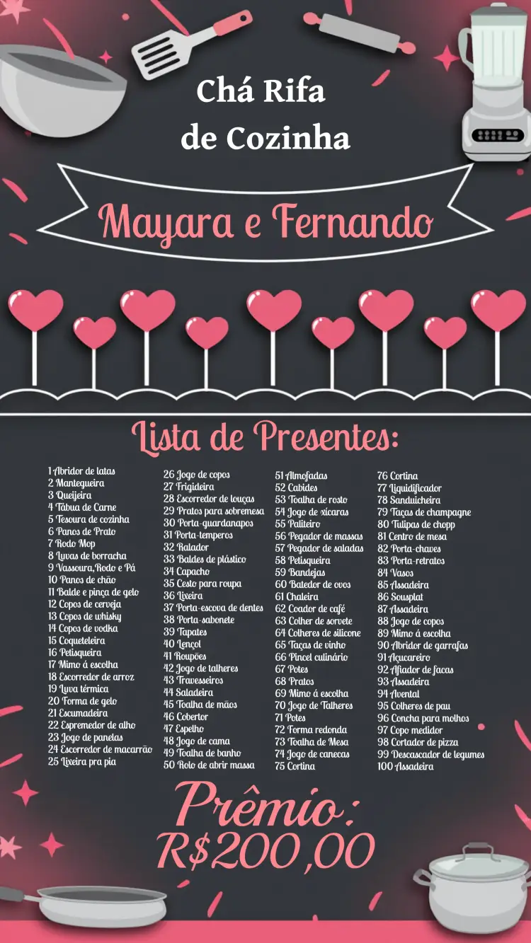 Convite Chá De Cozinha Corações Sugestões