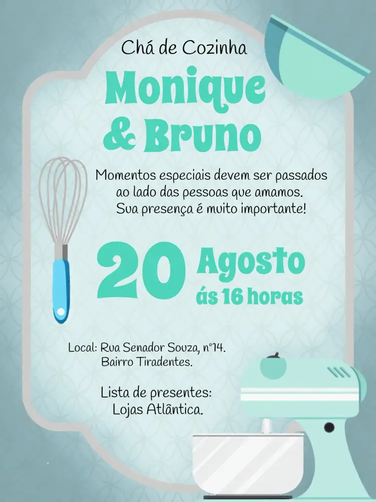 Convite Chá De Cozinha Delicado