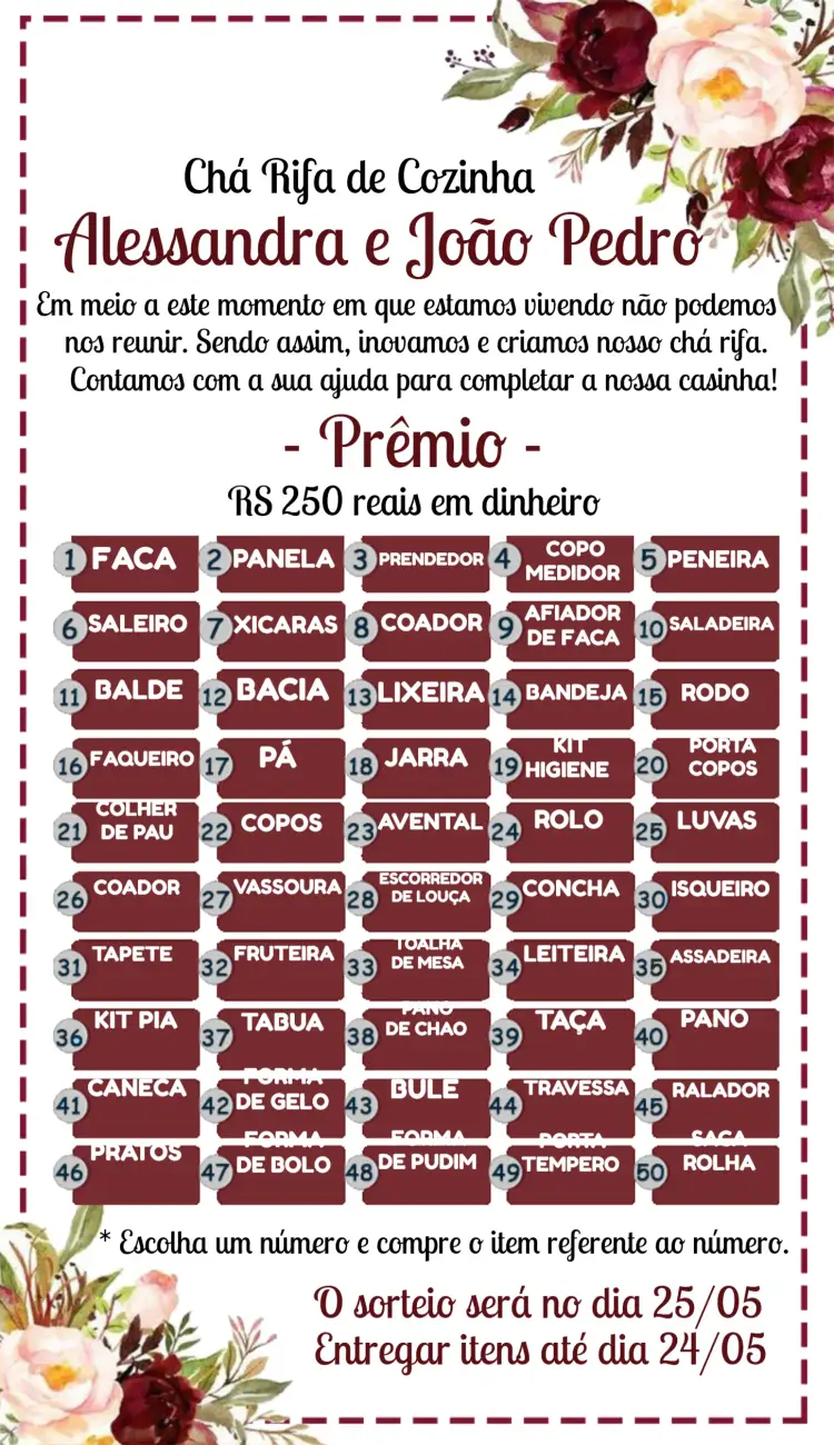 Convite Chá De Cozinha Floral Branco