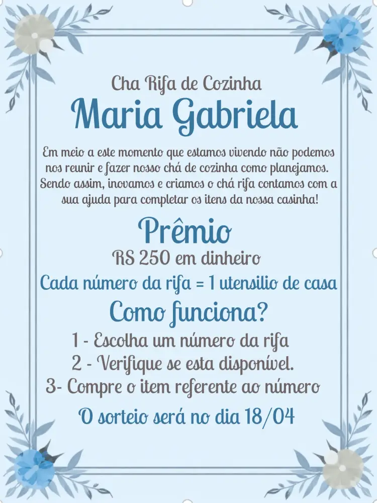 Convite Chá De Cozinha Floral Cha