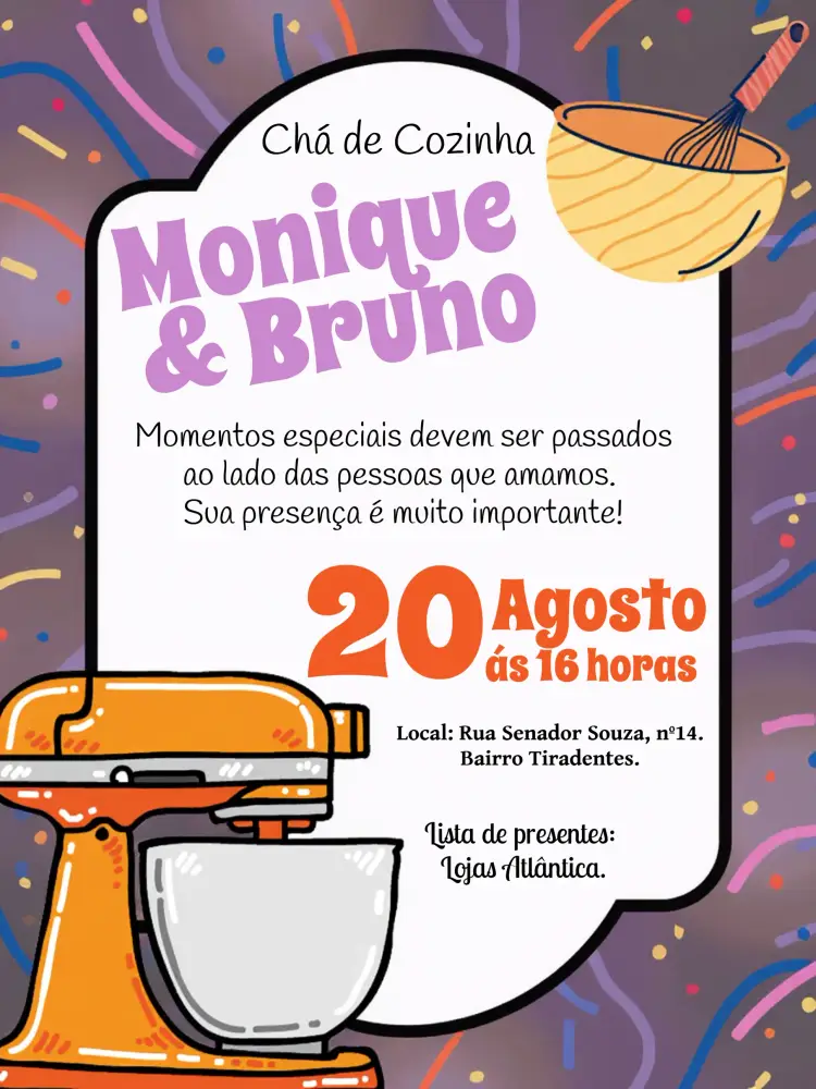 Convite Chá De Cozinha Laranja