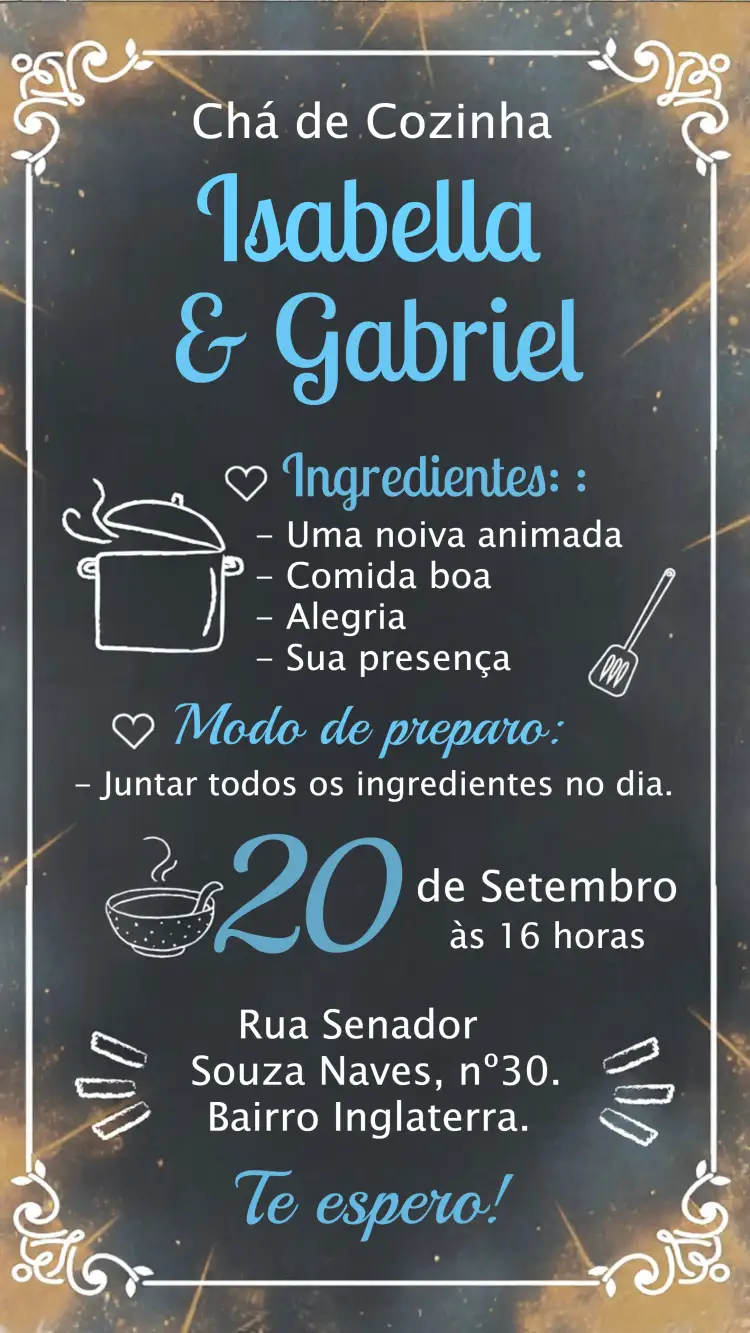 Convite Chá De Cozinha Quadro Negro Giz Chalkboard – tema Chá de Panela chalkboard, moderno, vintage, floral, minimalista, rústico