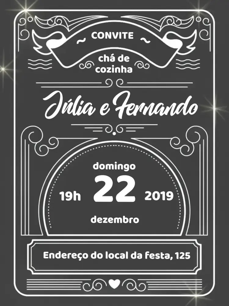 Convite Chá De Cozinha- Quadro Negro Giz Panela – tema Chá de Panela quadro negro, giz, culinária, minimalista, moderno, descontraído