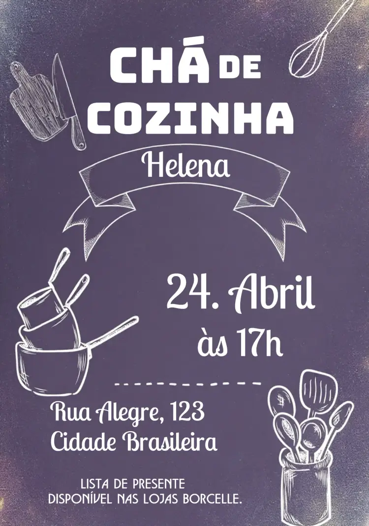 Convite Chá De Cozinha Quadro Negro Lista