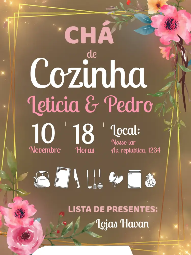 Convite Chá De Cozinha Rolo – tema Chá de Panela cozinha, moderno, vermelho e preto, lousa, jovial, divertido