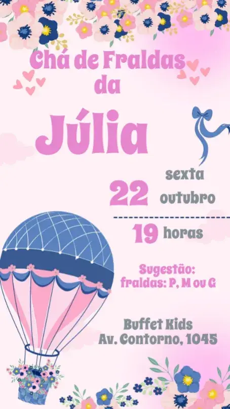 Diaper Shower with Balloon Theme invitation