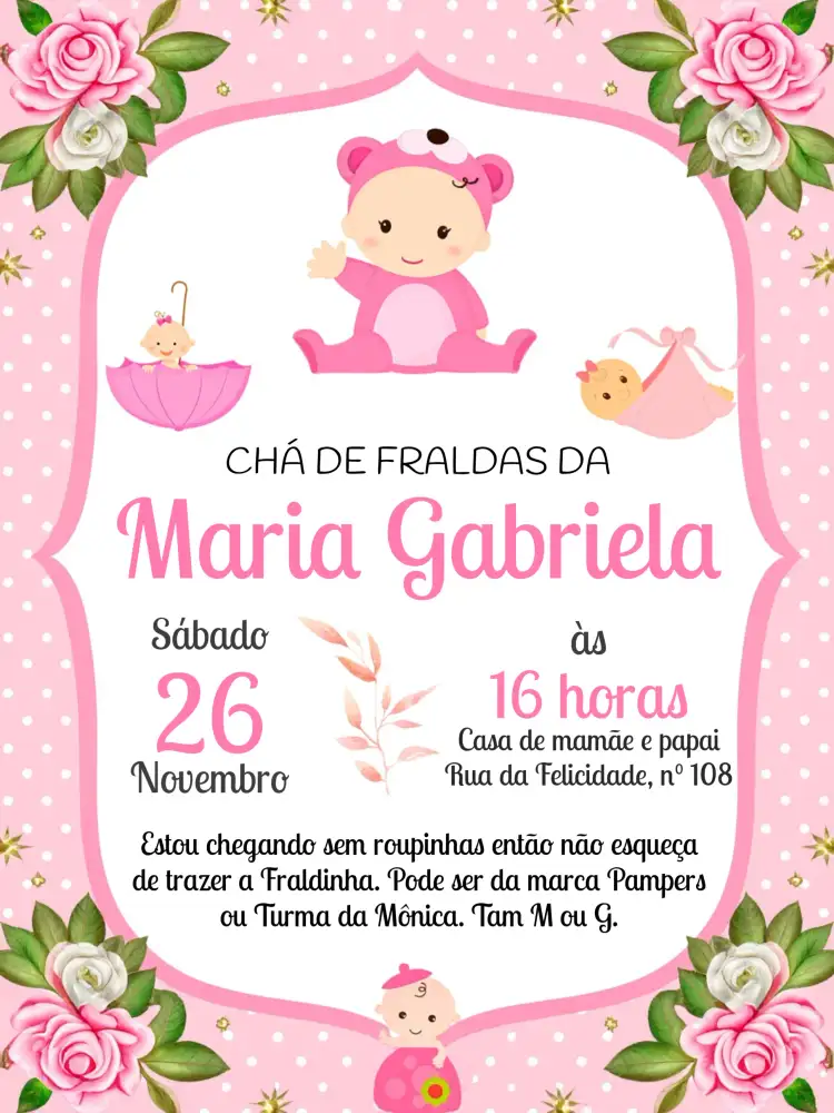 Chá De Fraldas Bebê Rosa
