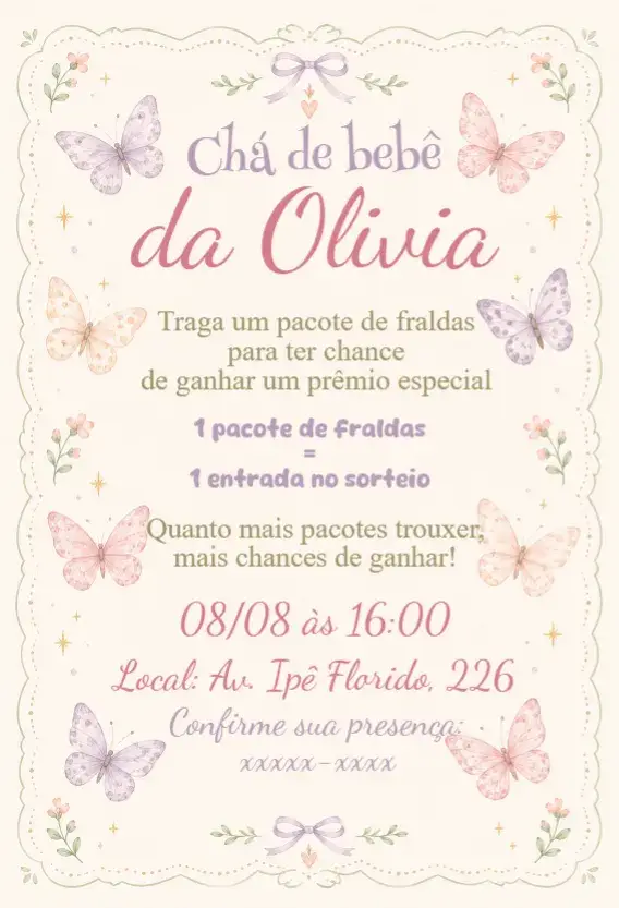 Butterfly Diaper Tea in the Garden invitation
