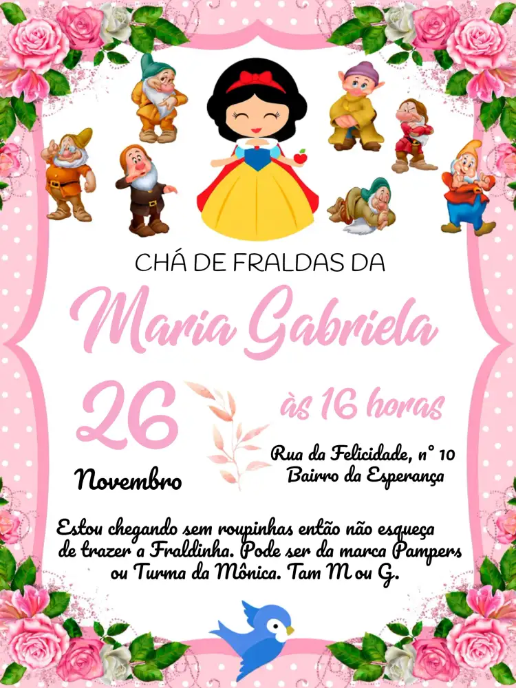 Chá De Fraldas Branca Neve Lilás
