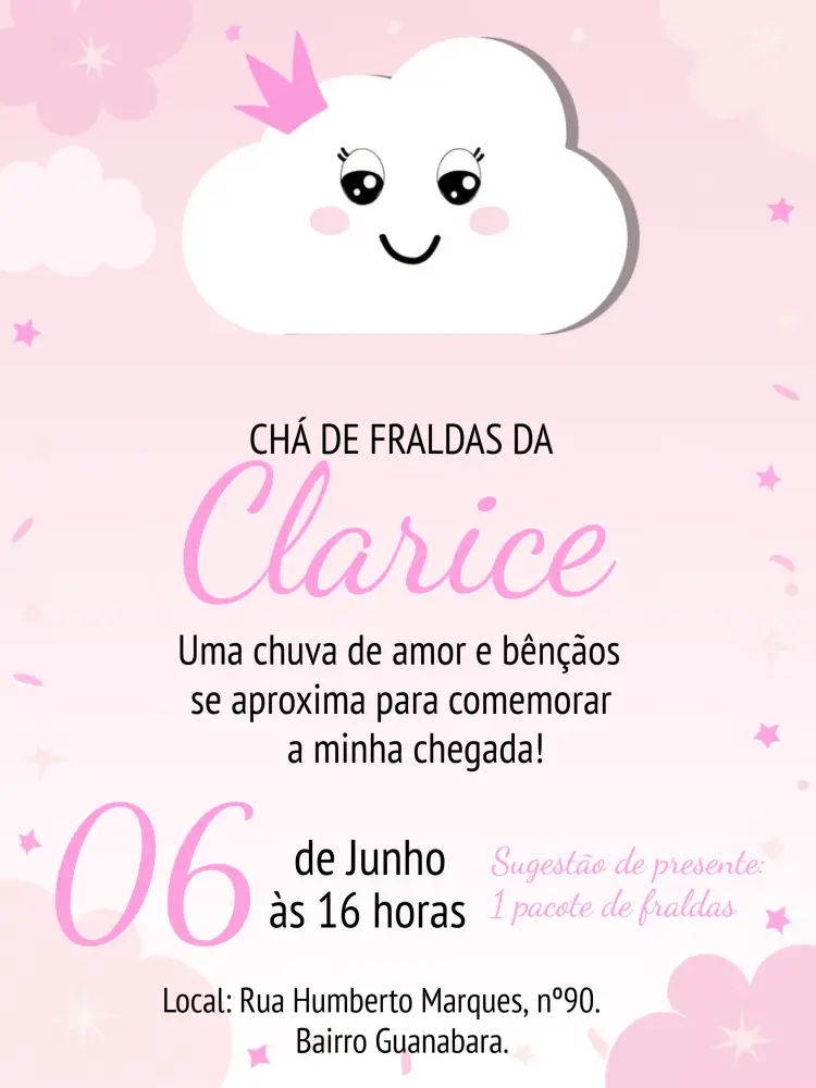 Convite Chá De Fraldas Chuva Amor Céu