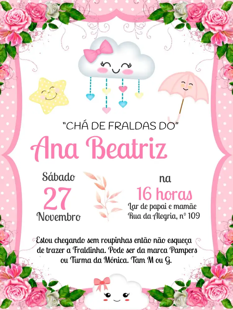 Chá De Fraldas Chuva Amor Estrelinha
