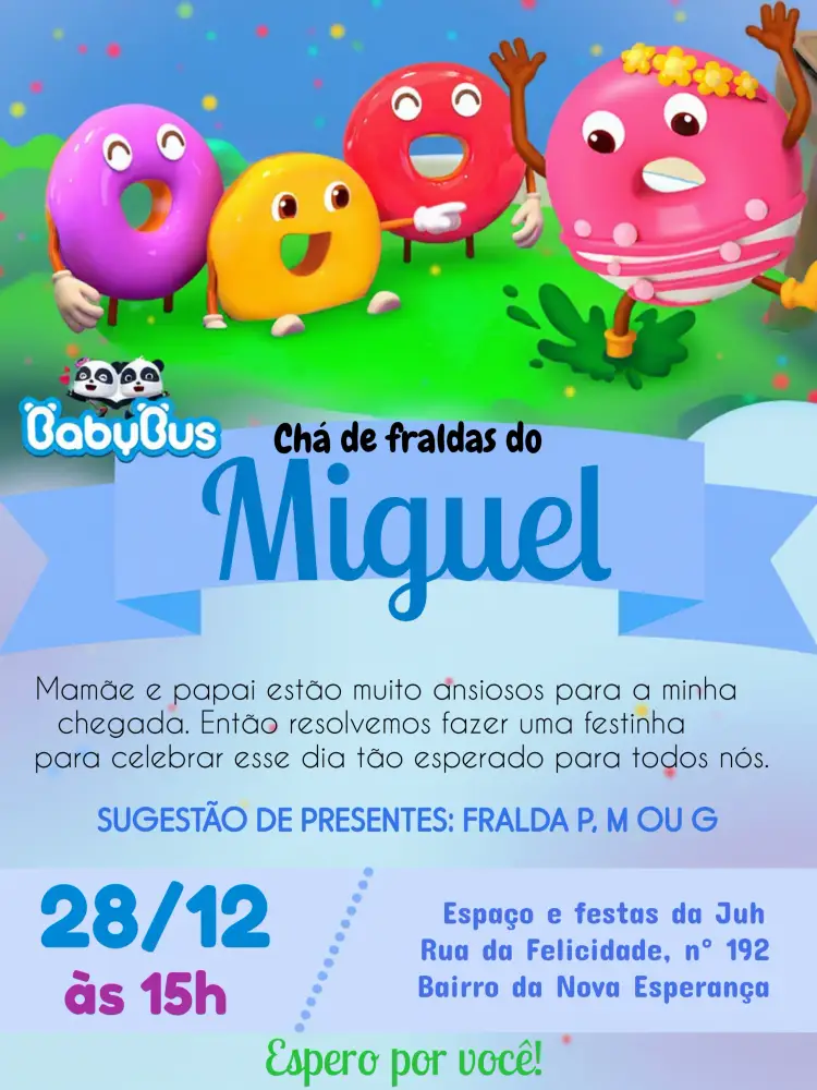 Convite Chá De Fraldas Donuts Bebê