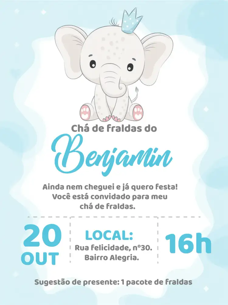 Chá De Fraldas Elefantinho Branco