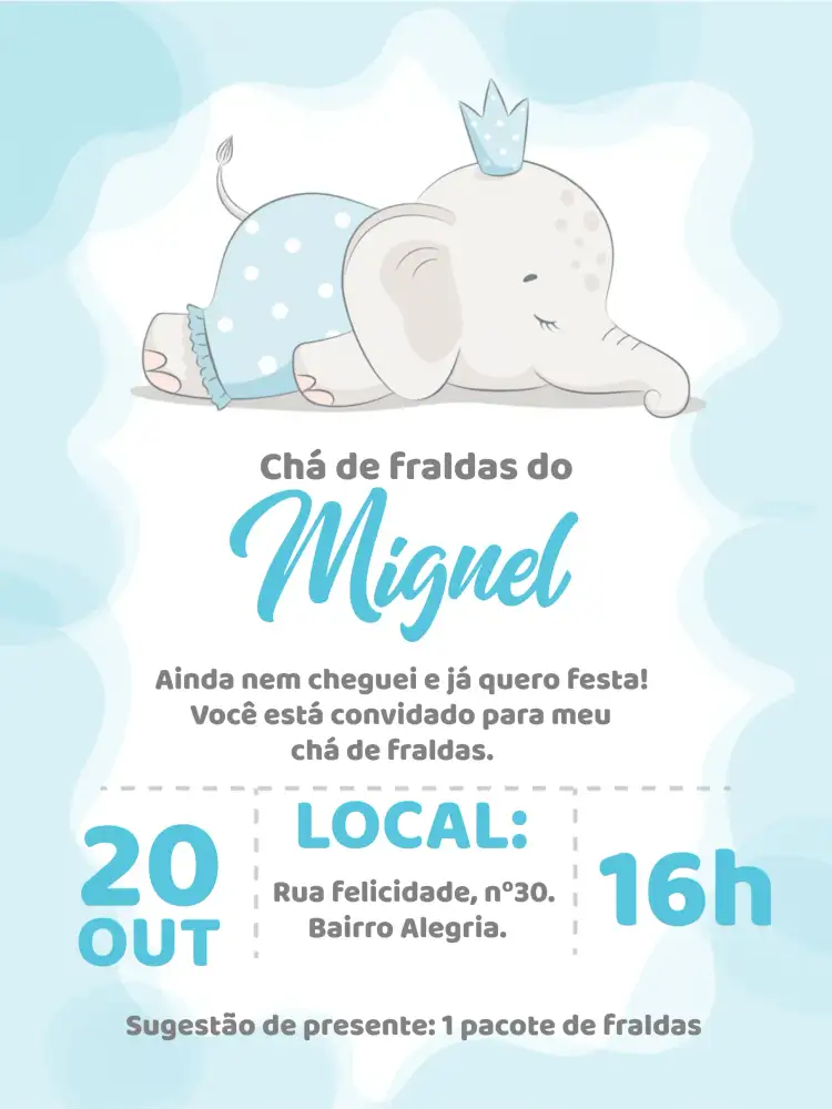 Chá De Fraldas Elefantinho Cha