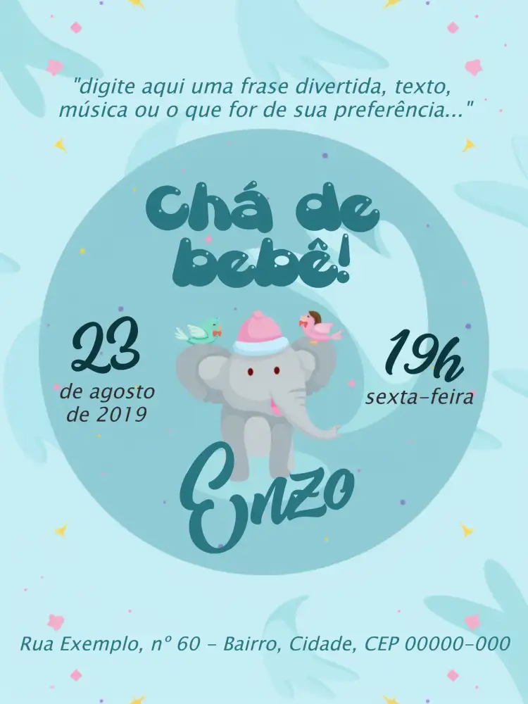 Chá De Fraldas Elefantinho Menino
