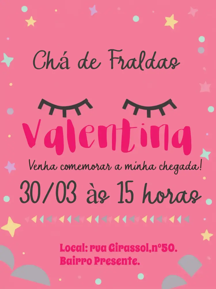 Convite Chá De Fraldas Floral Roxo