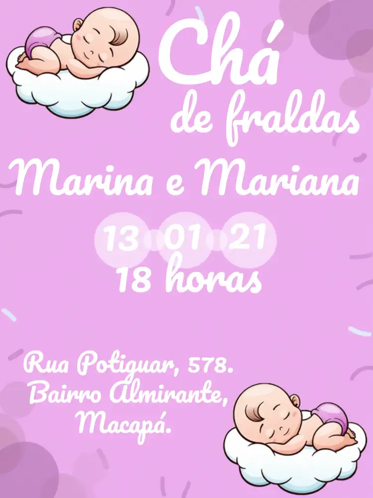 Chá De Fraldas Gêmeas Meninas Bolhas