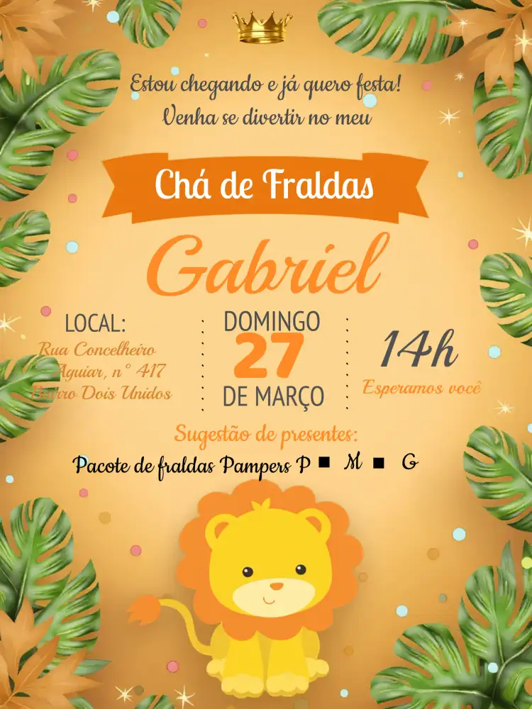 Chá De Fraldas Leãozinho Laranja