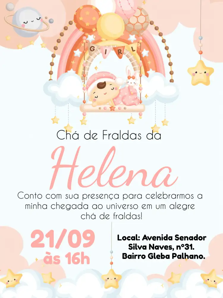 Chá De Fraldas Menina Arco Irís Nuvem