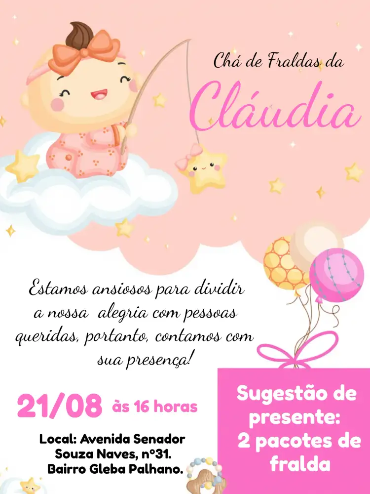 Chá De Fraldas Menina Rosa