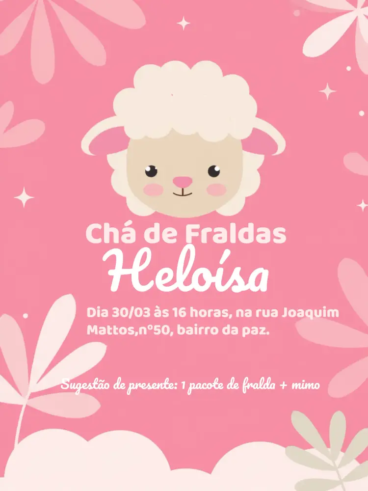 Convite Chá De Fraldas Ovelha Bebe