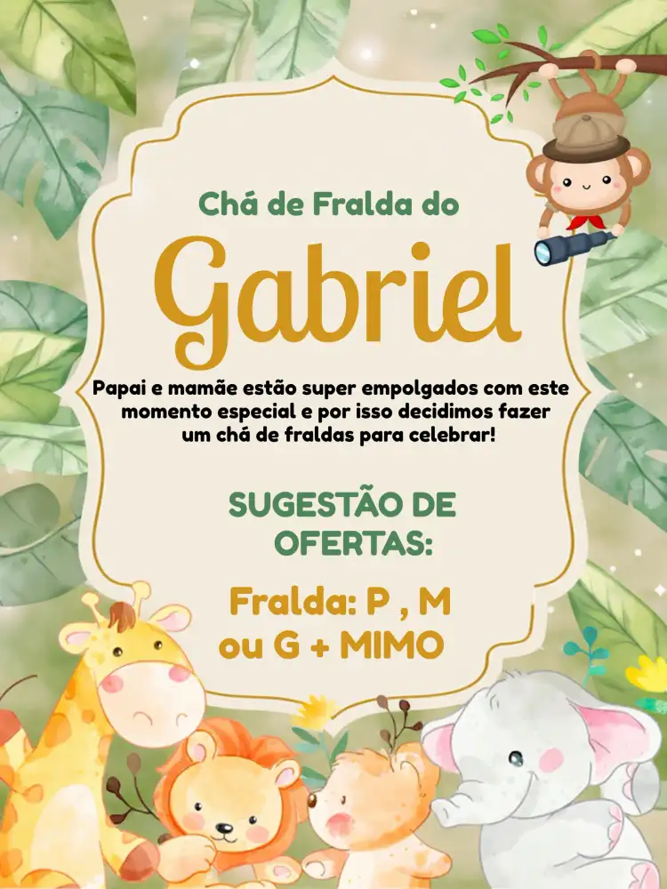 Chá De Fraldas Safari Girafa
