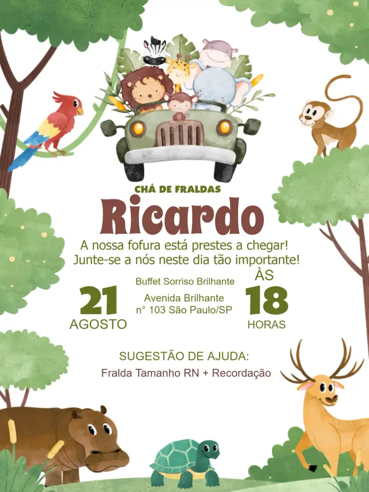Chá De Fraldas Safari Infantil